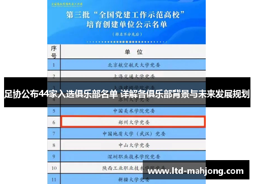足协公布44家入选俱乐部名单 详解各俱乐部背景与未来发展规划 足协公布44家入选俱乐部名单 详解各俱乐部背景与未来发展规划